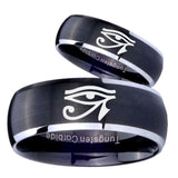 His and Hers Seeing Eye Dome Brushed Black 2 Tone Tungsten Promise Ring Set