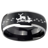 8mm Deer Hunting Dome Brushed Black 2 Tone Tungsten Custom Mens Ring