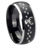 8mm Deer Antler Dome Brushed Black 2 Tone Tungsten Custom Mens Ring