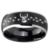 8mm Deer Antler Dome Brushed Black 2 Tone Tungsten Custom Mens Ring