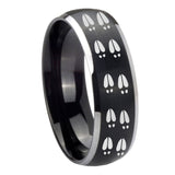 8mm Deer Tracks Dome Brushed Black 2 Tone Tungsten Carbide Custom Ring for Men