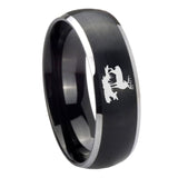 8mm Deer Hunting Dome Brushed Black 2 Tone Tungsten Carbide Engagement Ring