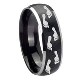 8mm Foot Print Dome Brushed Black 2 Tone Tungsten Carbide Men's Bands Ring