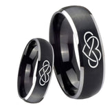 8mm Infinity Love Dome Brushed Black 2 Tone Tungsten Carbide Mens Promise Ring