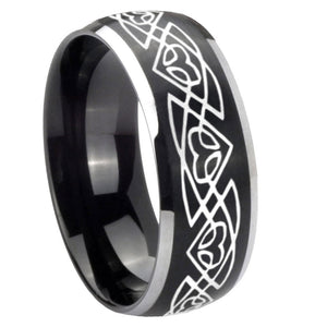 8mm Celtic Braided Dome Brushed Black 2 Tone Tungsten Custom Mens Ring