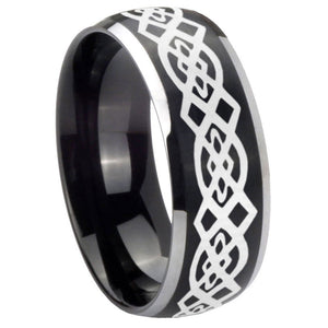8mm Celtic Knot Dome Brushed Black 2 Tone Tungsten Carbide Men's Bands Ring