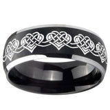 8mm Celtic Knot Heart Dome Brushed Black 2 Tone Tungsten Custom Mens Ring