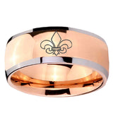 8mm Fleur De Lis Dome Rose Gold Tungsten Carbide Custom Mens Ring