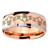 8mm Irish Claddagh Dome Rose Gold Tungsten Carbide Wedding Engraving Ring