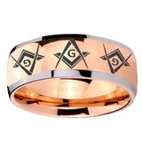 8mm Master Mason Masonic  Dome Rose Gold Tungsten Wedding Engraving Ring