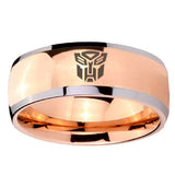 8mm Transformers Autobot Dome Rose Gold Tungsten Carbide Mens Ring Personalized