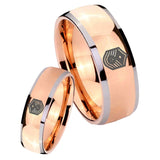 His Hers Chief Master Sergeant Vector Dome Rose Gold Tungsten Rings Set