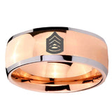 8mm Army Sergeant Major Dome Rose Gold Tungsten Carbide Wedding Band Ring