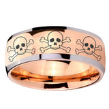 8mm Multiple Skull Dome Rose Gold Tungsten Carbide Men's Wedding Ring