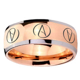 8mm Atheist Design Dome Rose Gold Tungsten Carbide Promise Ring