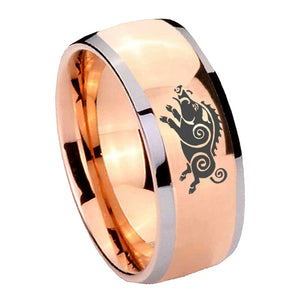 8mm Wild Boar Dome Rose Gold Tungsten Carbide Custom Mens Ring