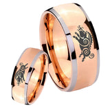 Bride and Groom Wild Boar Dome Rose Gold Tungsten Engraved Ring Set