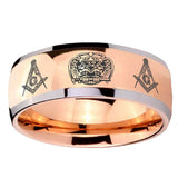 8mm Masonic 32 Design Dome Rose Gold Tungsten Carbide Wedding Engraving Ring
