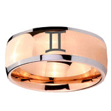 8mm Gemini Zodiac Dome Rose Gold Tungsten Carbide Wedding Engraving Ring