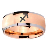 8mm Sagittarius Zodiac Dome Rose Gold Tungsten Carbide Custom Ring for Men