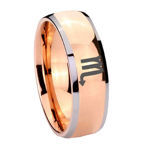 8mm Scorpio Horoscope Dome Rose Gold Tungsten Carbide Engagement Ring