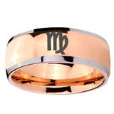8mm Virgo Zodiac Dome Rose Gold Tungsten Carbide Mens Anniversary Ring