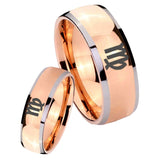 Bride and Groom Virgo Zodiac Dome Rose Gold Tungsten Men's Bands Ring Set