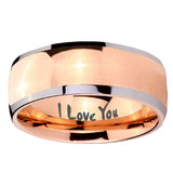 8mm I Love You Dome Rose Gold Tungsten Carbide Wedding Band Ring