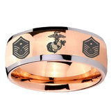 8mm Marine Chief Master Sergeant  Dome Rose Gold Tungsten Wedding Engraving Ring