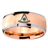 8mm Pester Master Masonic Dome Rose Gold Tungsten Carbide Mens Engagement Band