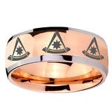 8mm Multiple Pester Master Masonic Dome Rose Gold Tungsten Mens Engagement Ring