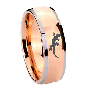 8mm Lizard Dome Rose Gold Tungsten Carbide Mens Anniversary Ring