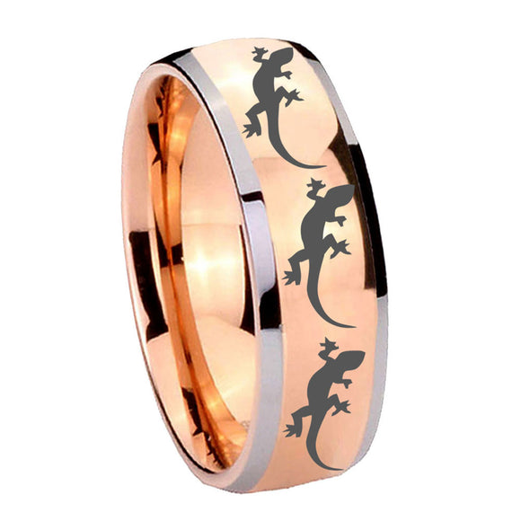 8mm Multiple Lizard Dome Rose Gold Tungsten Carbide Men's Engagement Ring
