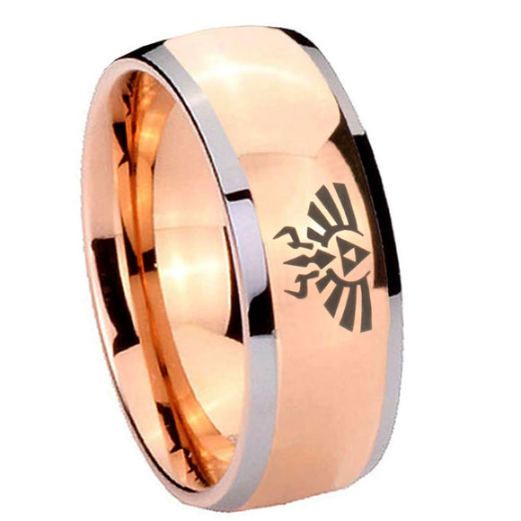 8mm Zelda Skyward Sword Dome Rose Gold Tungsten Carbide Promise Ring