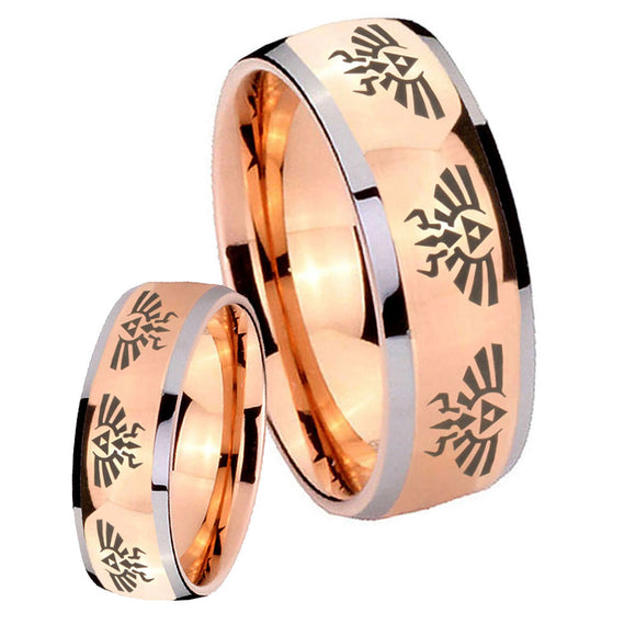 His Hers Multiple Zelda Skyward Sword Dome Rose Gold Tungsten Men Ring Set