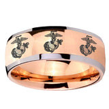 8mm Multiple Marine Dome Rose Gold Tungsten Carbide Mens Promise Ring