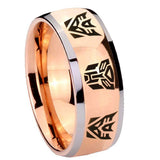 8mm Transformers Autobot Decepticon Dome Rose Gold Tungsten Carbide Men's Ring