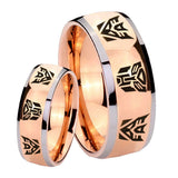 His Hers Transformers Autobot Decepticon Dome Rose Gold Tungsten Mens Ring Engraved Set