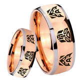 8mm Transformers Autobot Decepticon Dome Rose Gold Tungsten Carbide Men's Ring