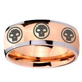 8mm Multiple Skull Dome Rose Gold Tungsten Carbide Wedding Band Mens