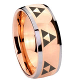 8mm Multiple Zelda Triforce Dome Rose Gold Tungsten Carbide Men's Ring