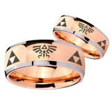 Bride and Groom Legend of Zelda Dome Rose Gold Tungsten Mens Promise Ring Set