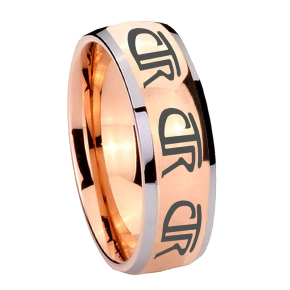 8mm Multiple CTR Dome Rose Gold Tungsten Carbide Men's Wedding Band