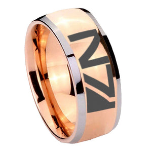 8mm N7 Design Dome Rose Gold Tungsten Carbide Custom Mens Ring