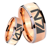 8mm N7 Design Dome Rose Gold Tungsten Carbide Custom Mens Ring