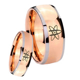 Bride and Groom American Atheist Dome Rose Gold Tungsten Carbide Men's Ring Set