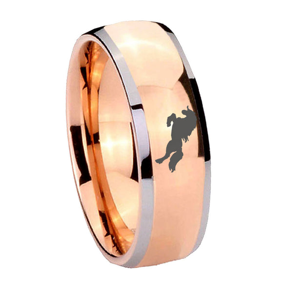 8mm Horse Dome Rose Gold Tungsten Carbide Mens Engagement Ring