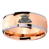 8mm Claddagh Design Dome Rose Gold Tungsten Carbide Mens Promise Ring