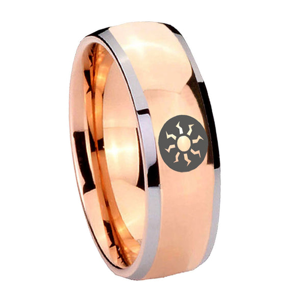 8mm Magic The Gathering Dome Rose Gold Tungsten Carbide Wedding Engagement Ring