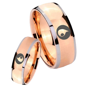 His and Hers Magic Gathering Dome Rose Gold Tungsten Men's Wedding Ring Set